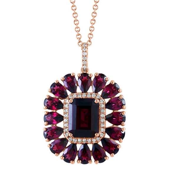 Effy Jewelry - EFFY Garnet and Diamond Pendant In 14K rose gold.